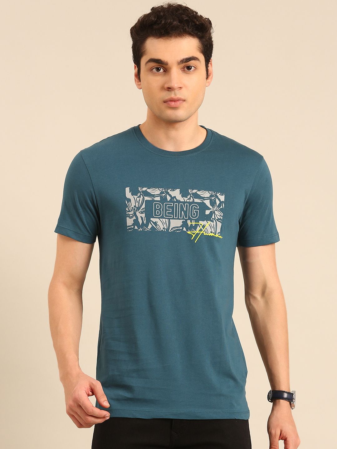 Being Human Typography Printed Pure Cotton T-shirt