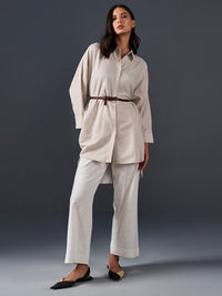 AND Striped Pure Cotton Longline Shirt Style Top