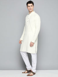 Jompers Men Floral Embroidered Chikankari Pure Cotton Kurta with Churidar