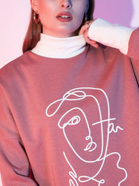 STREET 9 Graphic Printed Turtle Neck Pullover Sweatshirt