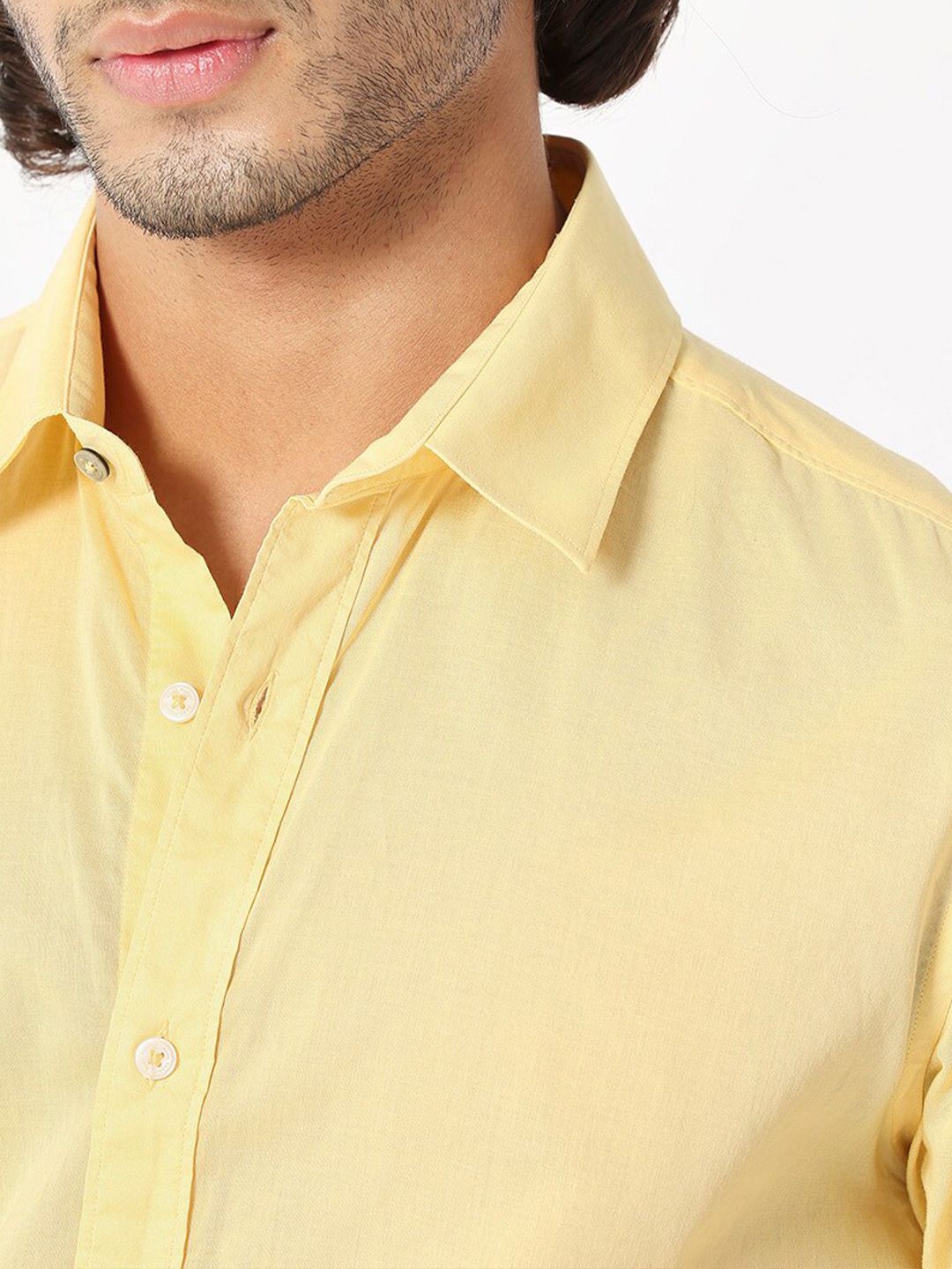 RARE RABBIT Men Flees Spread Collar Slim Fit Opaque Pure Cotton Shirt