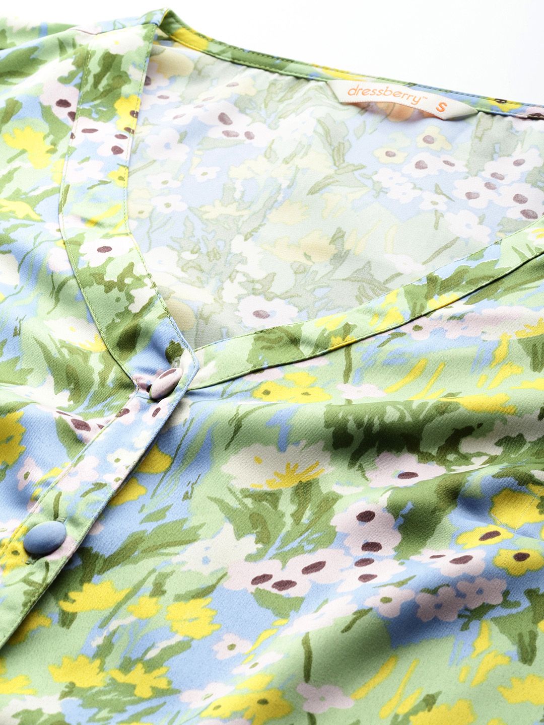 DressBerry Floral Print Bishop Sleeve A-Line Dress