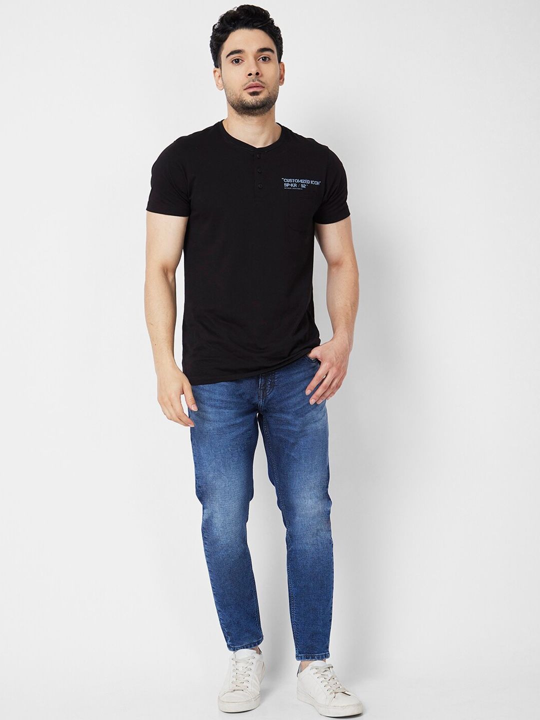 SPYKAR Men Blue Kano Skinny Fit Clean Look Heavy Fade Stretchable Jeans