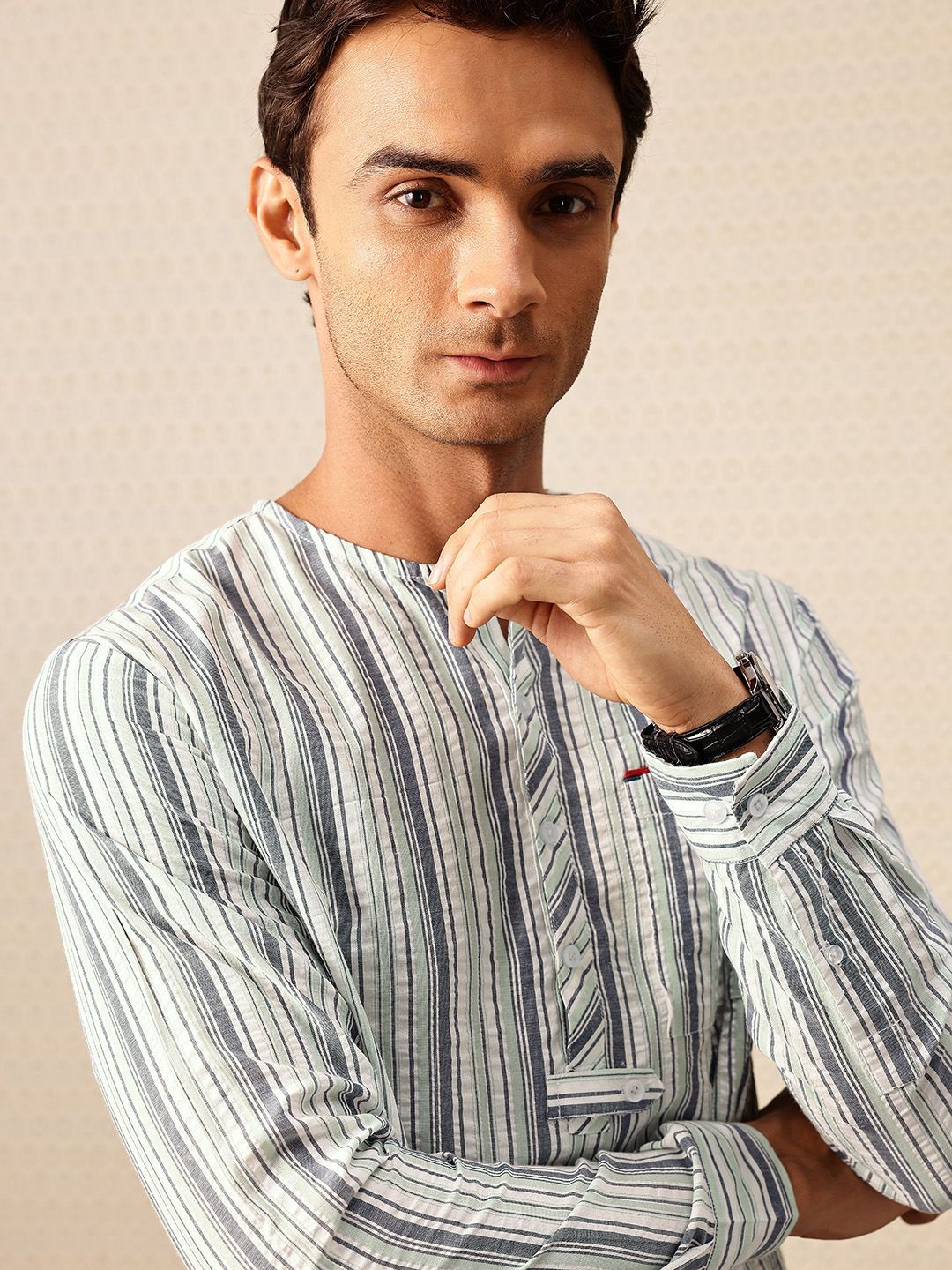 House of Pataudi Striped Rozana Kurta