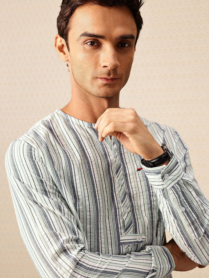 House of Pataudi Striped Rozana Kurta
