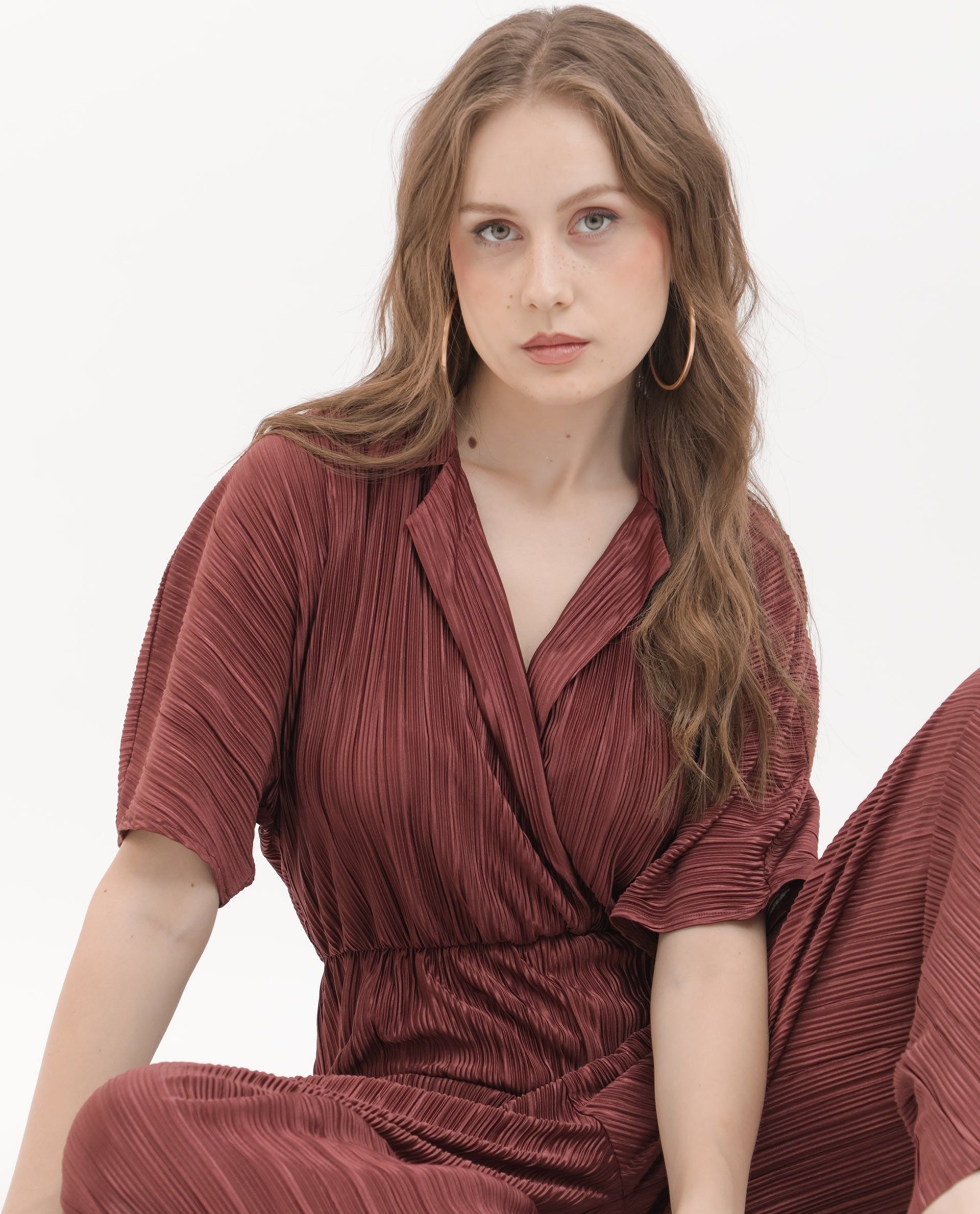 RAREISM Striped Notched Lapel Collar Basic Jumpsuit