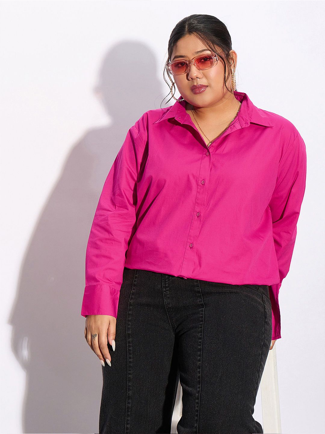 SASSAFRAS Curve Plus Size Pure Cotton Casual Shirt