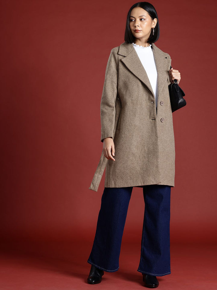all about you Regular Fit Overcoat with Waist Tie Up