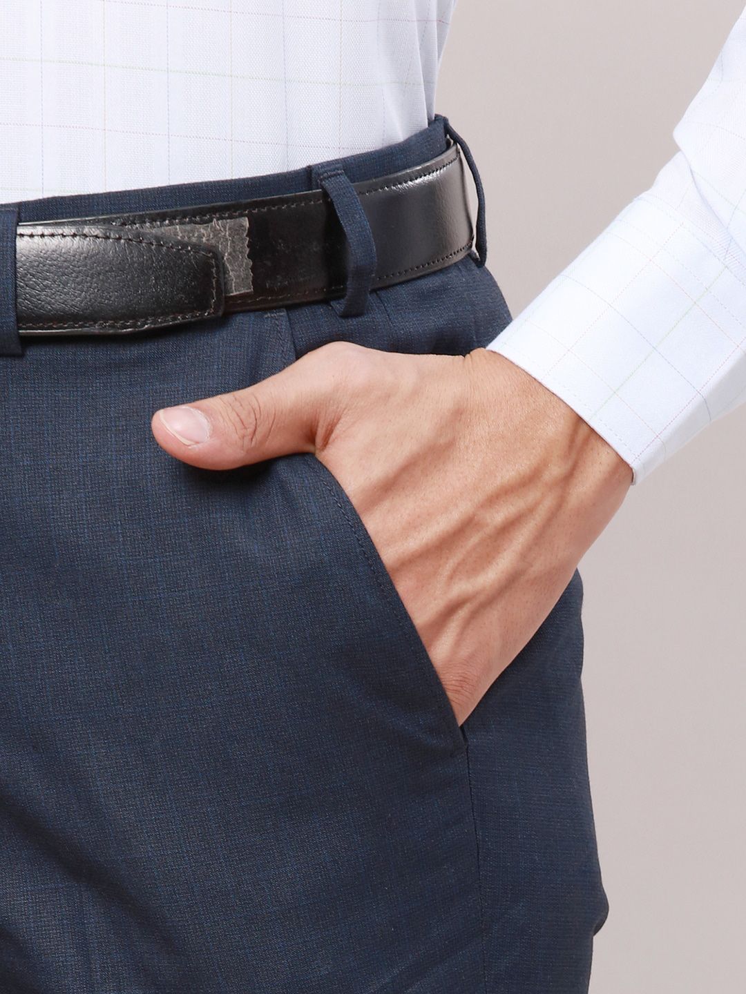 Raymond Men Checked Slim-Fit Formal Trousers