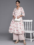 Libas Women Floral Printed Gotta Patti Pure Cotton Kurta with Palazzos