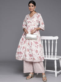 Libas Women Floral Printed Gotta Patti Pure Cotton Kurta with Palazzos