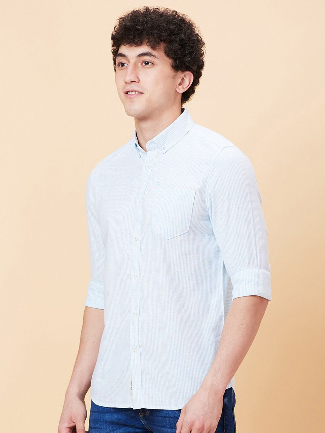 Being Human Slim Fit Vertical Striped Button-Down Collar Casual Shirt
