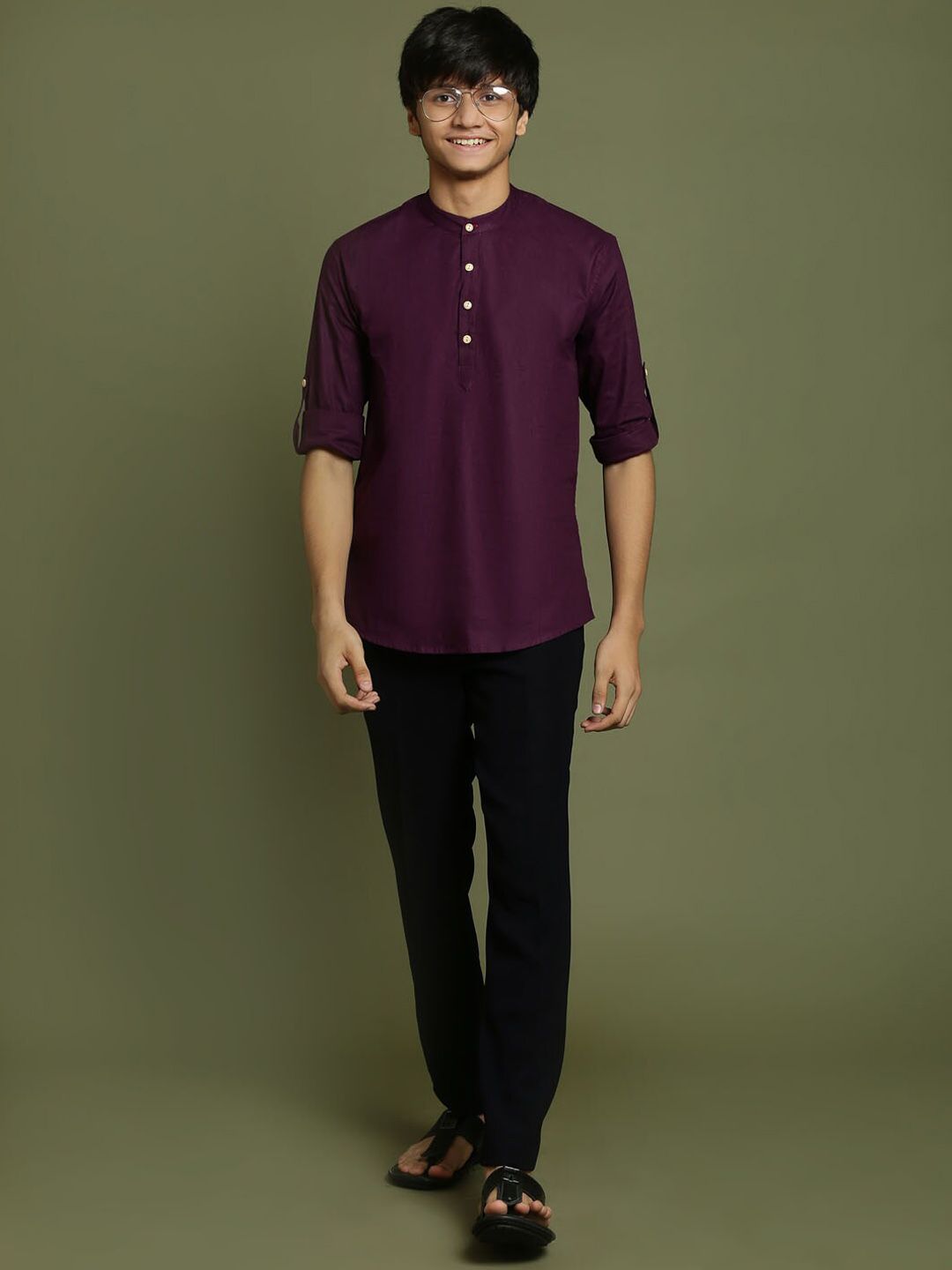 VASTRAMAY Boys Band Collar Kurta