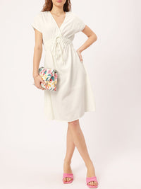 DressBerry Delicate Dream Seersucker Cinched Waist A-Line Dress