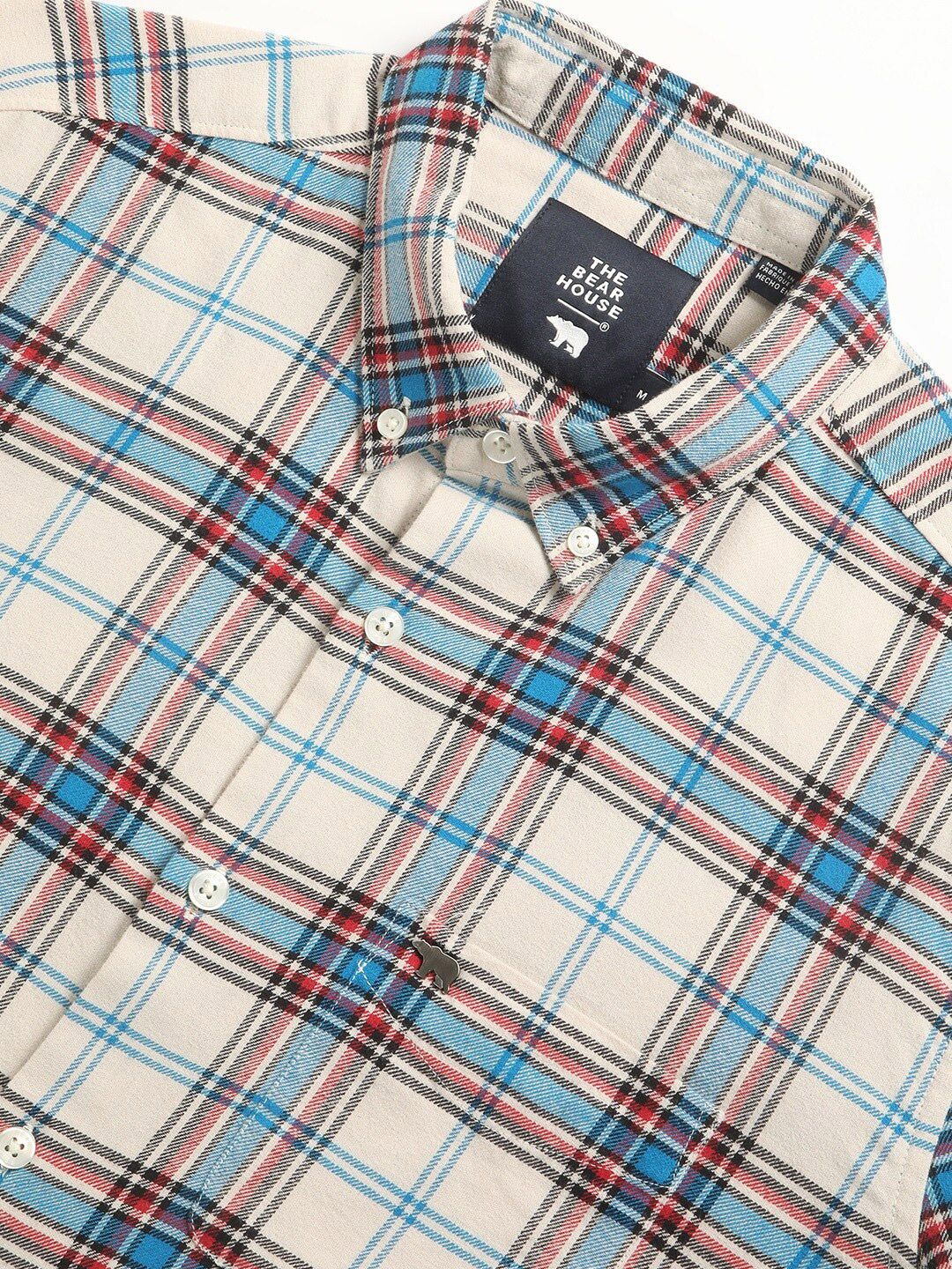 THE BEAR HOUSE Slim Fit Tartan Checks Opaque Checked Cotton Casual Shirt