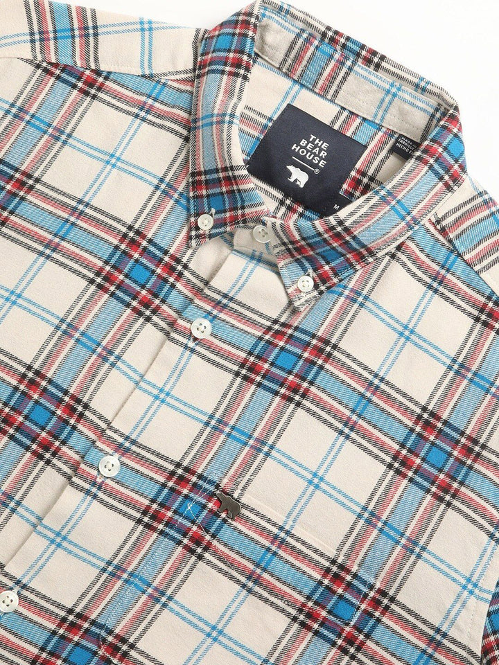 THE BEAR HOUSE Slim Fit Tartan Checks Opaque Checked Cotton Casual Shirt