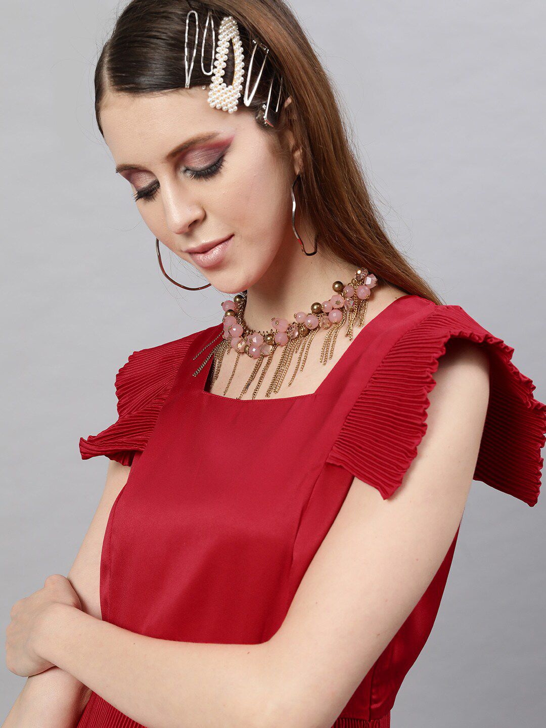 STREET 9 Red Satin Sheath Dress