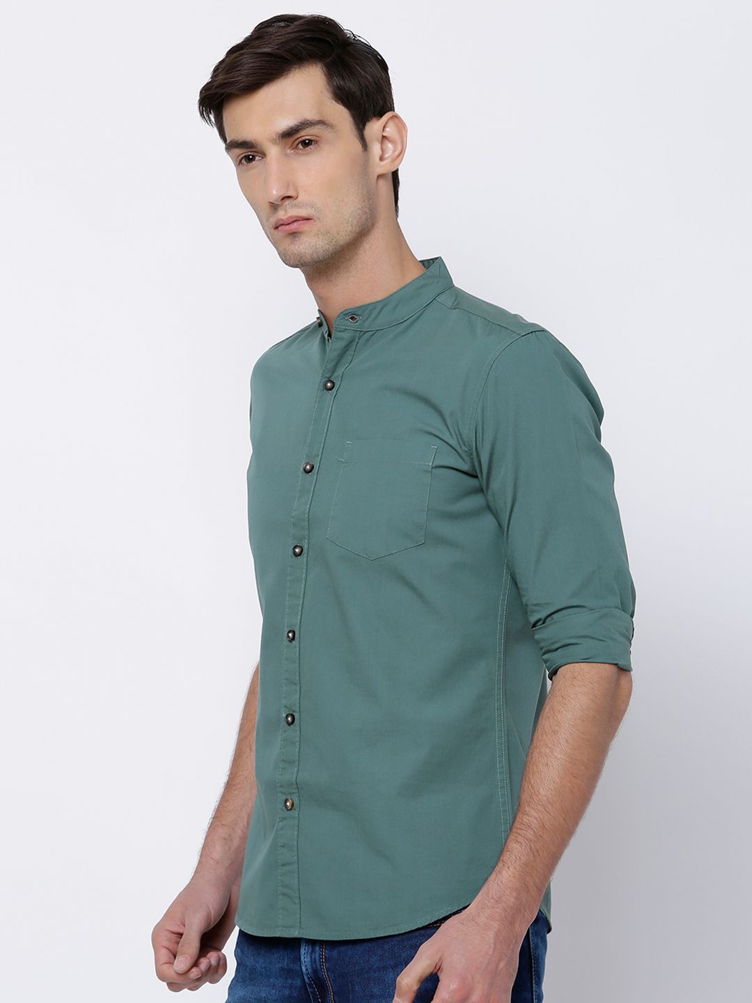 HIGHLANDER Men Green Slim Fit Casual Shirt