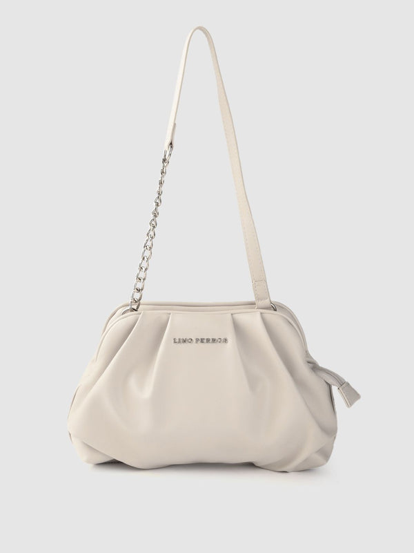 Lino Perros Off White PU Structured Shoulder Bag