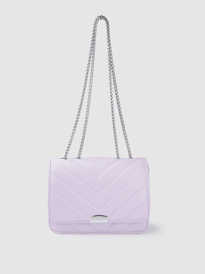 Lino Perros Women Lavender Solid Quilted Structured Shoulder Bag