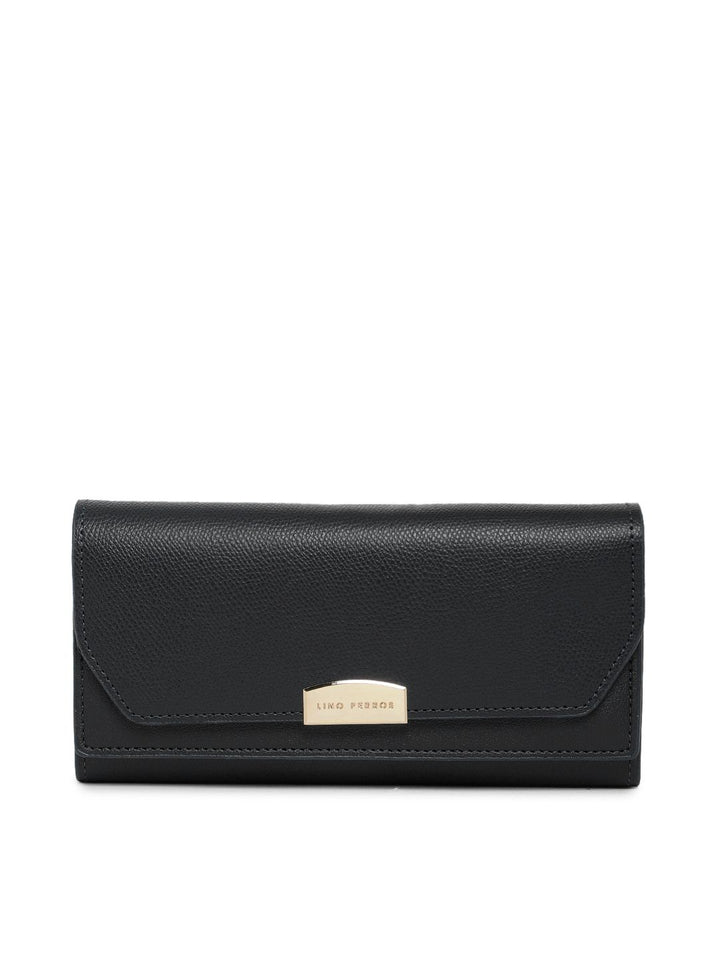 Lino Perros Women Black Solid Three Fold Wallet