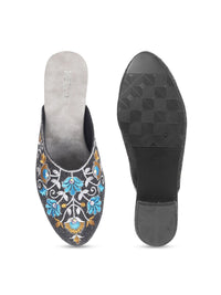 Metro Floral Embellished Embroidered Mules