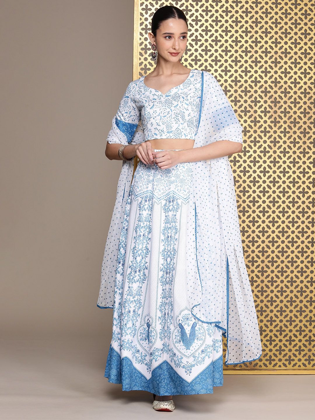 House of Pataudi Jashn Printed Sequinned Ready to Wear Lehenga Choli With Dupatta