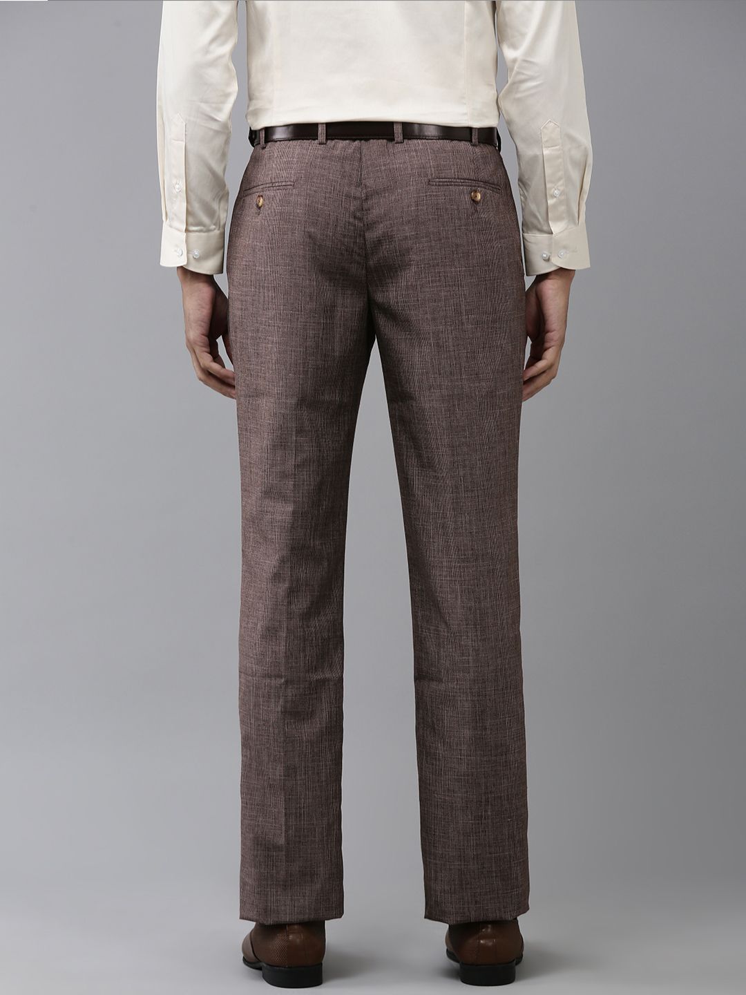 Park Avenue Men Self-Checked Formal Trousers