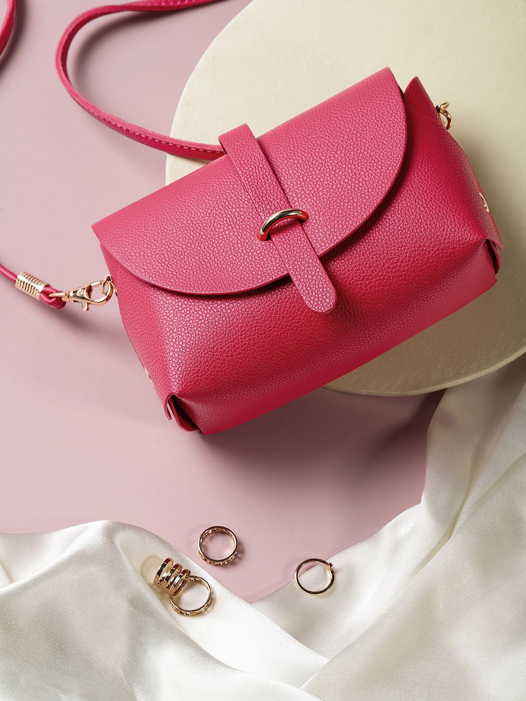 DressBerry Solid Structured Mini Sling Bag