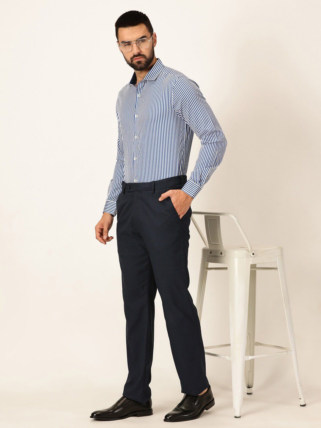 Thomas Scott Premium Striped Spread Collar Long Sleeves Formal Shirt