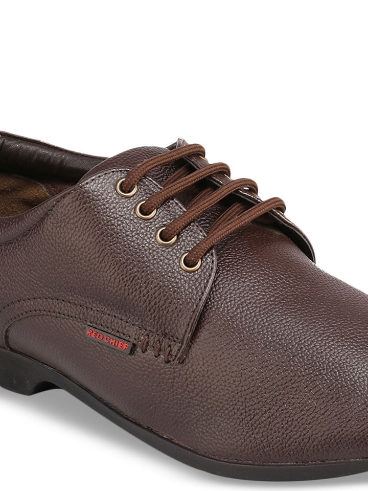 Red Chief Men Brown Textured Formal Derbys