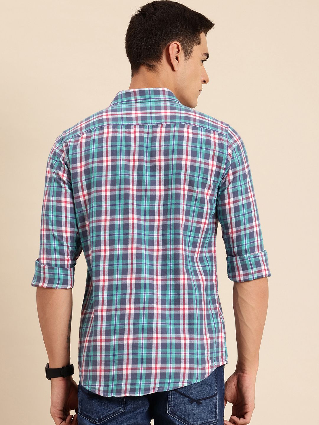 Being Human Pure Cotton Slim Fit Checked Casual Shirt