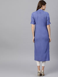 Gerua By Libas Women Blue Solid Straight Kurta