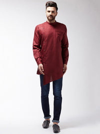 SOJANYA Men Maroon Solid Straight Kurta