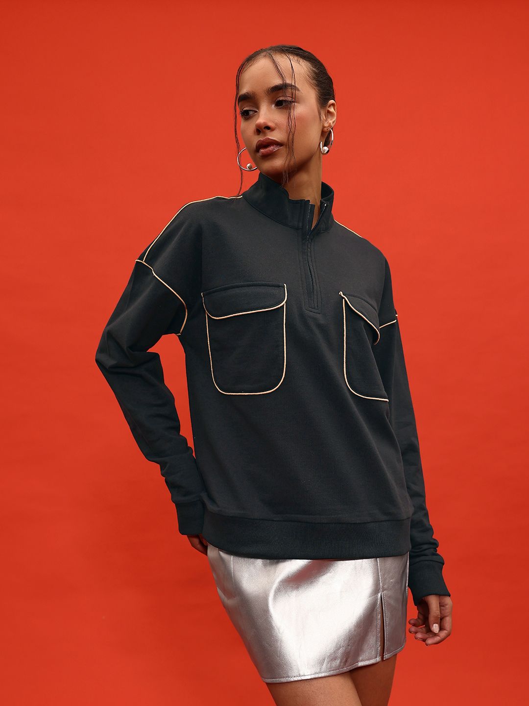 DressBerry Contrast Detail Sweatshirt