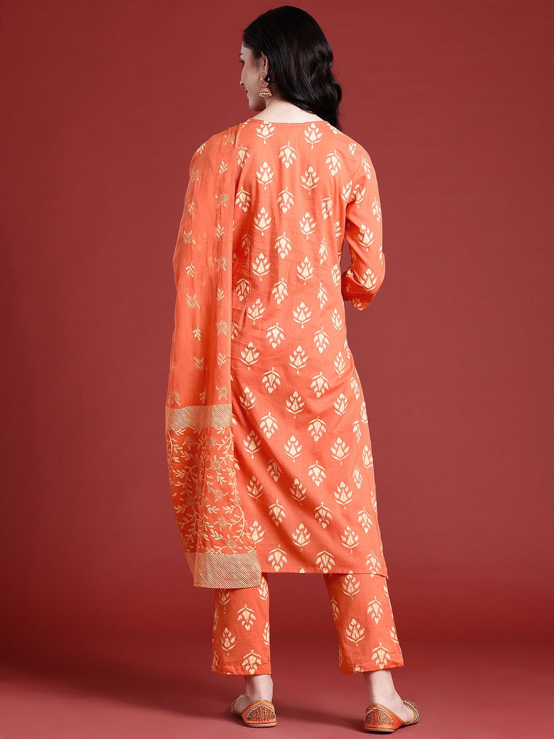 Anouk Ethnic Motifs Printed Regular Pure Cotton Kurta with Trousers & With Dupatta