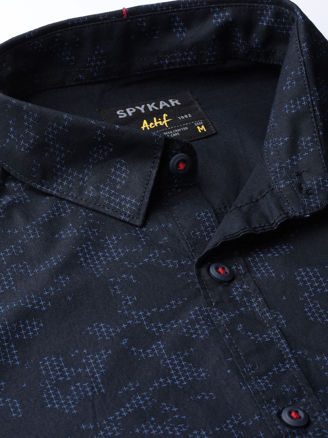 SPYKAR Men Black & Blue Slim Fit Printed Casual Shirt