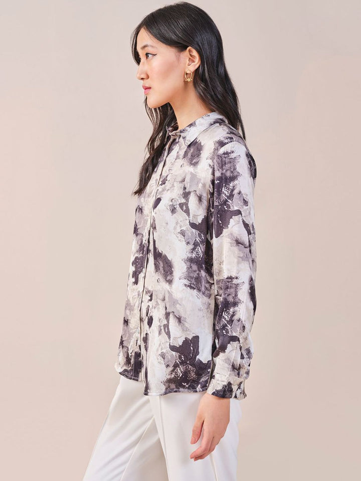 AND Women Floral Print Long Sleeve Shirt Style Top