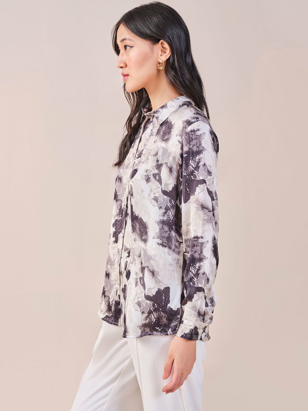 AND Women Floral Print Long Sleeve Shirt Style Top