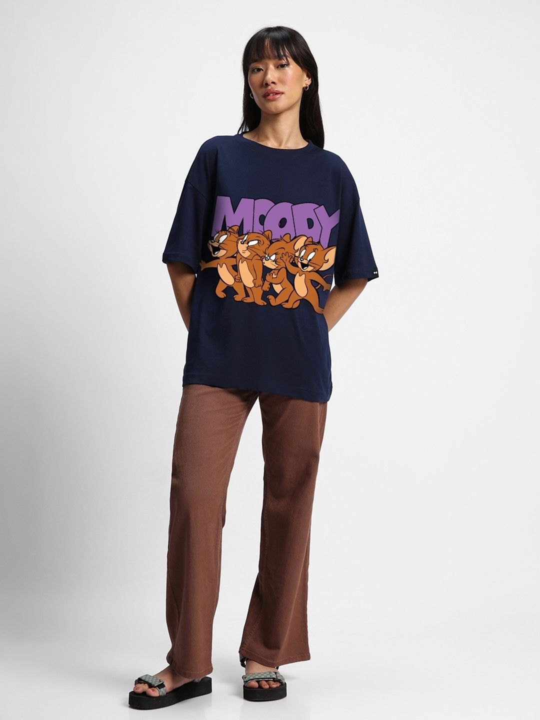 Bewakoof Jerry Printed Round Neck Cotton Oversized T-shirt