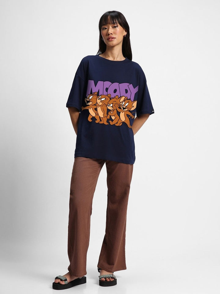 Bewakoof Jerry Printed Round Neck Cotton Oversized T-shirt