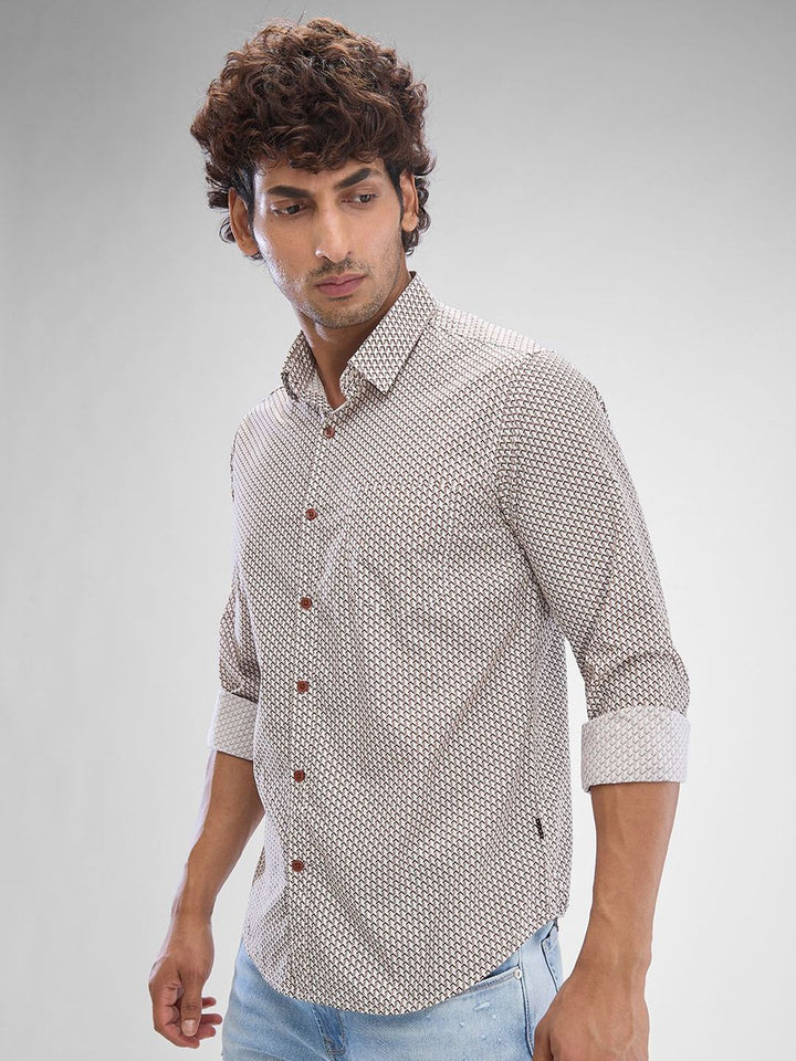 SPYKAR Men Slim Fit Geometric Printed Casual Shirt
