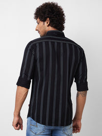 SPYKAR Vertical Stripes Spread Collar Long Sleeves Cotton Casual Shirt