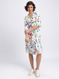 DressBerry Floral Meadows Cut Out Detail Shirt Style Dress