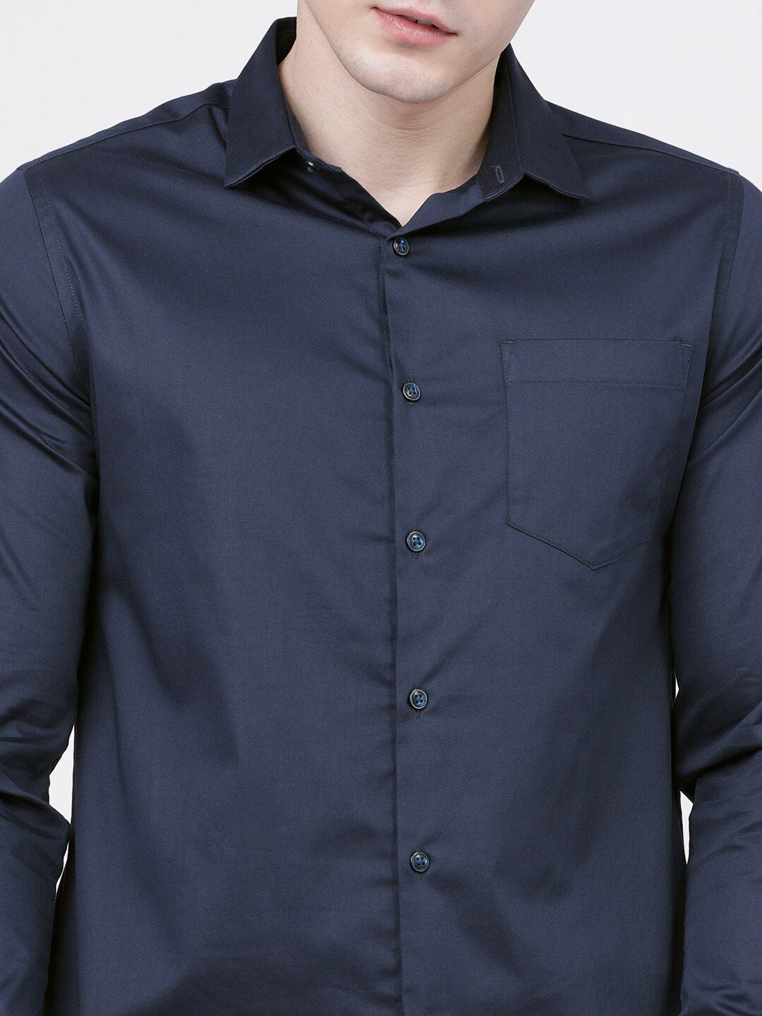 HIGHLANDER Men Navy Blue Slim Fit Solid Casual Shirt