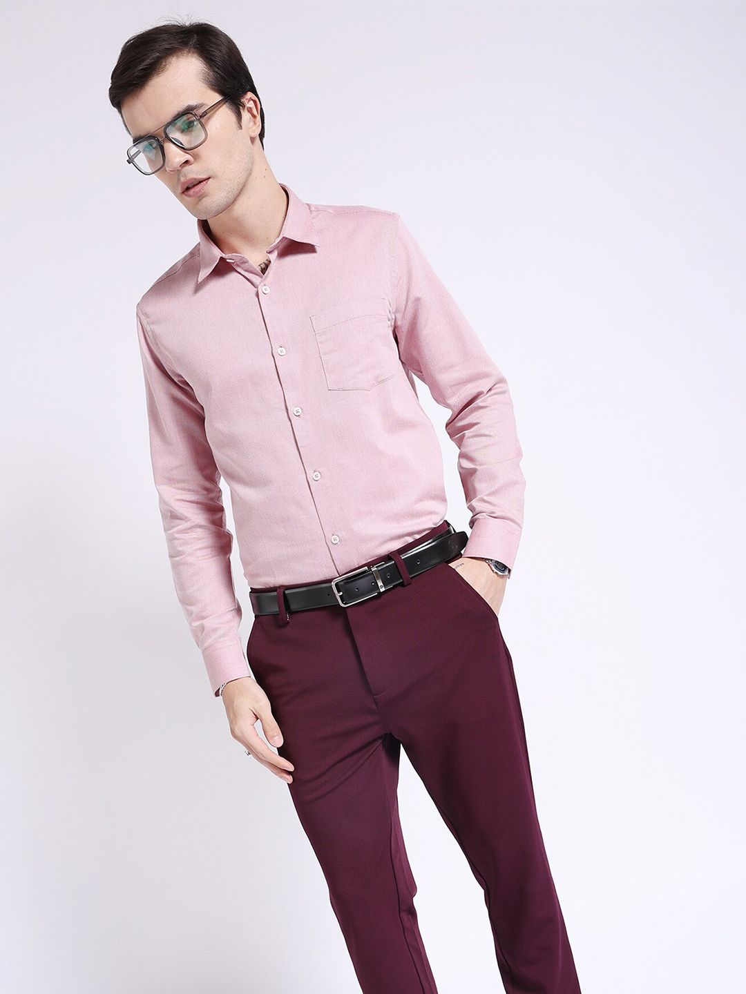The Indian Garage Co. X Luxe Red & White Slim Fit Spread Collar Formal Shirt