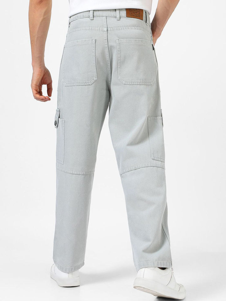 Urbano Fashion Men Loose Baggy Fit Washed Non-Stretchable Cargo Jeans