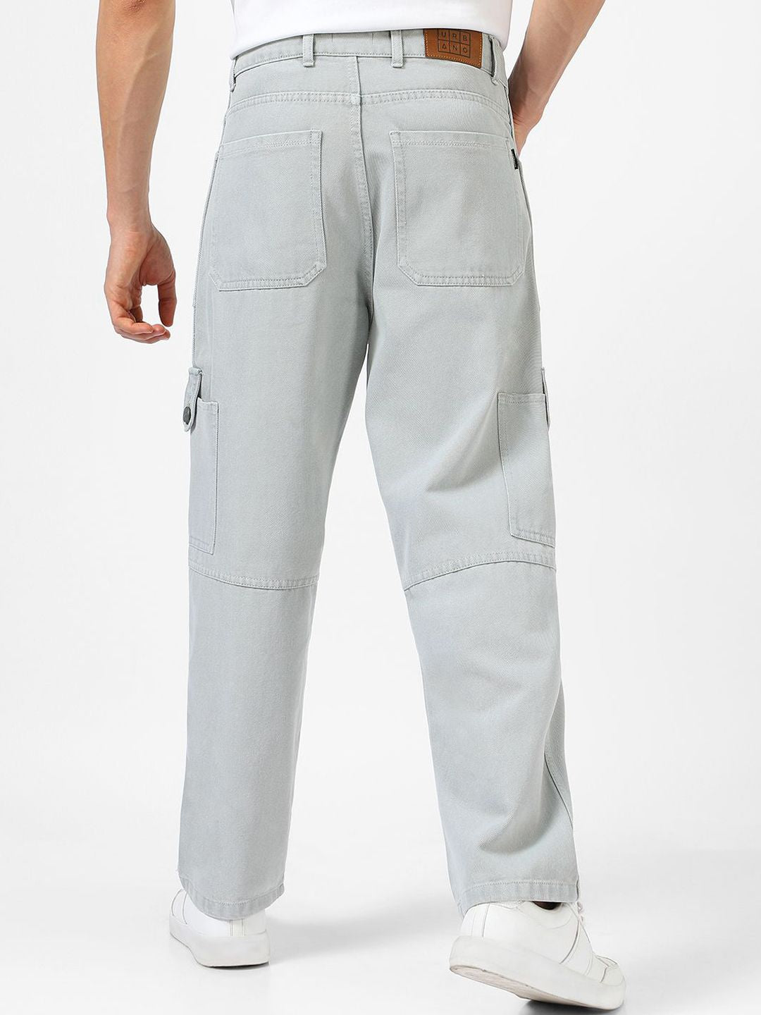 Urbano Fashion Men Loose Baggy Fit Washed Non-Stretchable Cargo Jeans