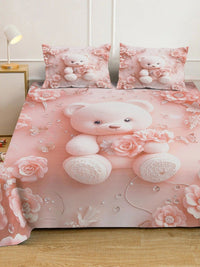 Myntra Elegant Homes Watak Kartun Merah Jambu 400 TC Cadar Katil King dengan 2 Sarung Bantal