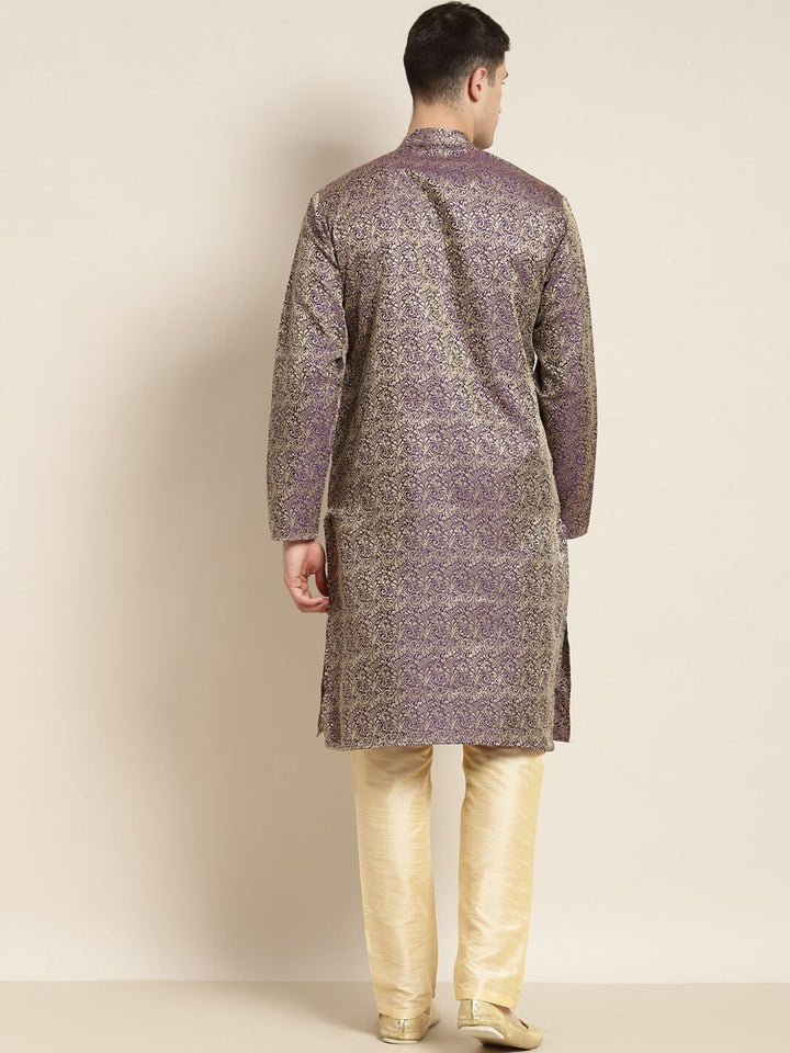 SOJANYA Band Collar Ethnic Motifs Woven Design Kurta